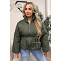 KHAKI GREEN – ‘JUNIA JACKET’ – DRAWSTRING WAIST PUFFER JACKET