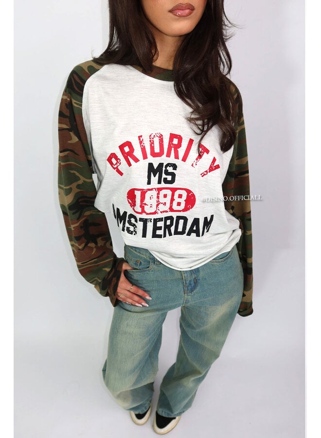 ARMY - 'AMSTERDAM LONGSLEEVE' - OVERSIZED PRIORITY CAMO SLEEVE LONGSLEEVE