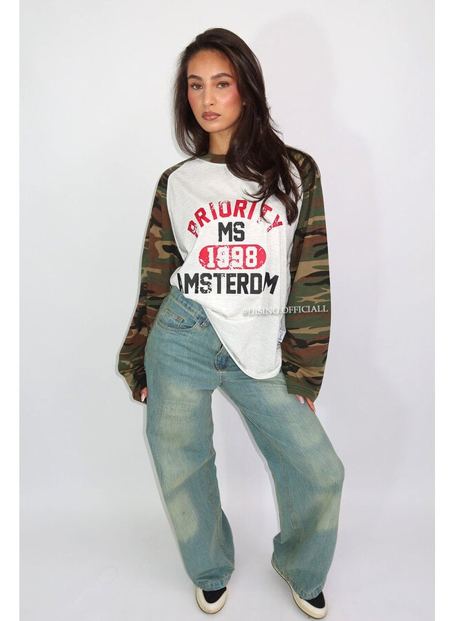 ARMY - 'AMSTERDAM LONGSLEEVE' - OVERSIZED PRIORITY CAMO SLEEVE LONGSLEEVE