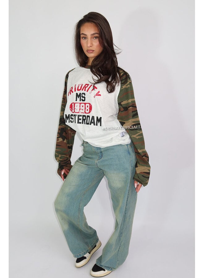 ARMY - 'AMSTERDAM LONGSLEEVE' - OVERSIZED PRIORITY CAMO SLEEVE LONGSLEEVE