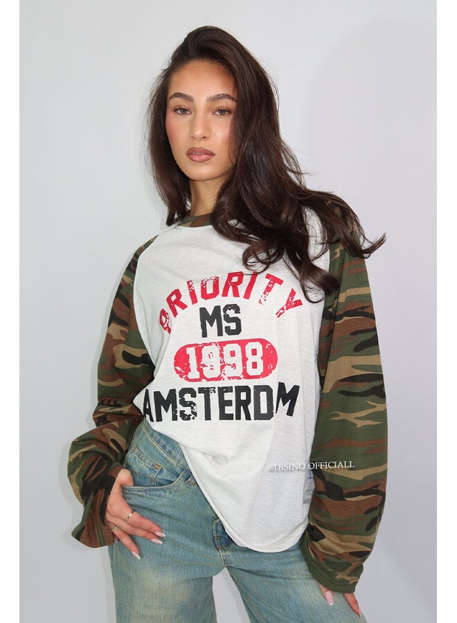 ARMY - 'AMSTERDAM LONGSLEEVE' - OVERSIZED PRIORITY CAMO SLEEVE LONGSLEEVE