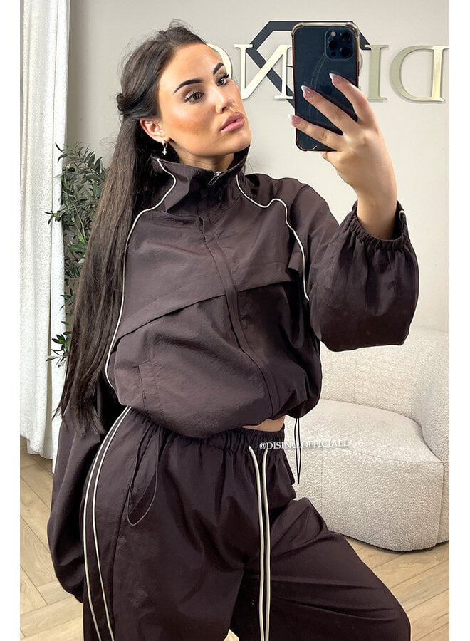 CHOCO - 'JADA SET' - PREMIUM QUALITY STRIPING  WINDBREAKER JACKET + JOGGER SET