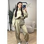 BEIGE - 'JADA SET' - PREMIUM QUALITY STRIPING  WINDBREAKER JACKET + JOGGER SET
