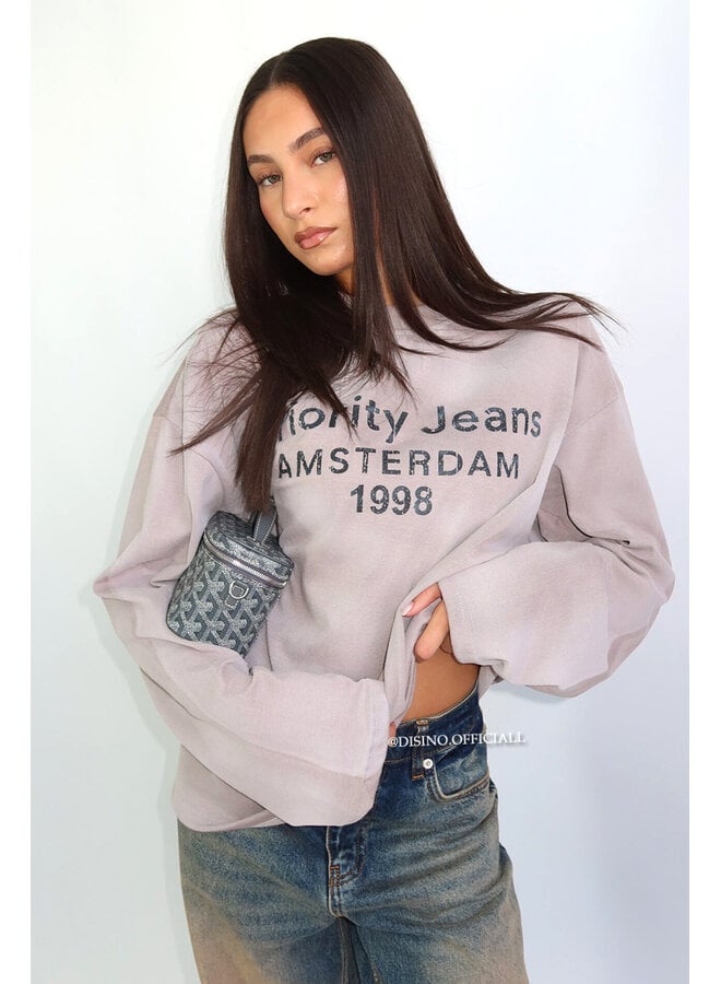 GREY - '1998 AMSTERDAM LONGSLEEVE' - OVERSIZED PRIORITY LONGSLEEVE TOP