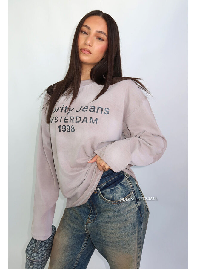 GREY - '1998 AMSTERDAM LONGSLEEVE' - OVERSIZED PRIORITY LONGSLEEVE TOP