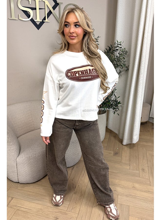 WHITE - 'COPENHAGEN' - OVERSIZED VARSITY SWEATER
