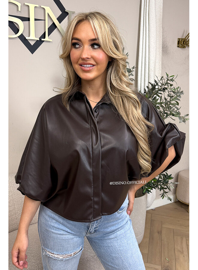 CHOCO - 'LIVA TOP' - FAUX LEATHER OVERSIZED BLOUSE