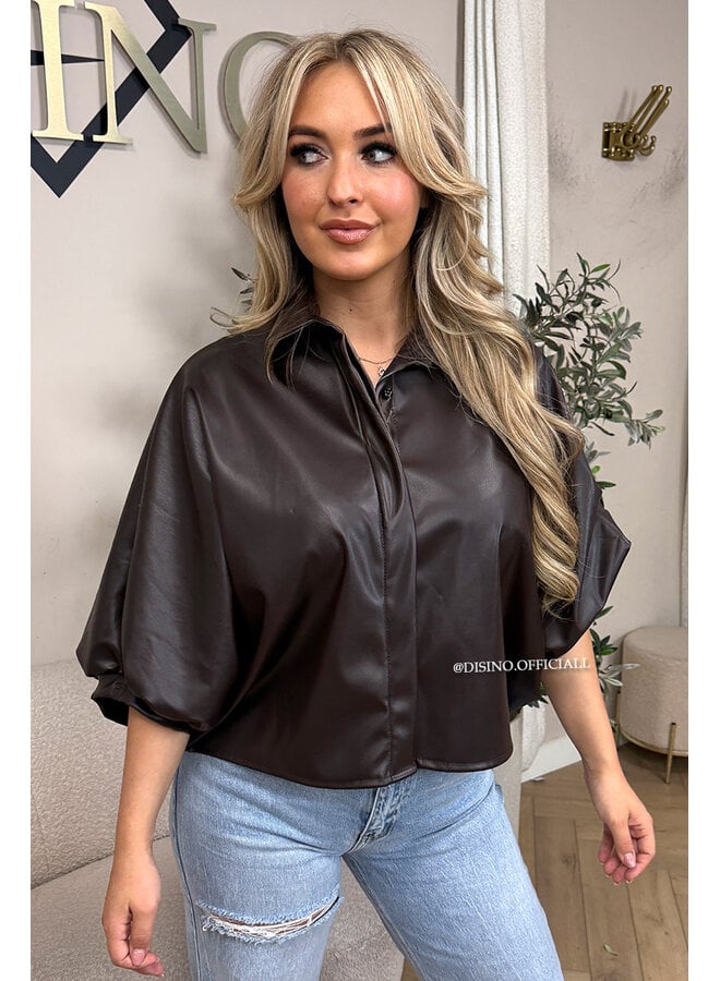CHOCO - 'LIVA TOP' - FAUX LEATHER OVERSIZED BLOUSE