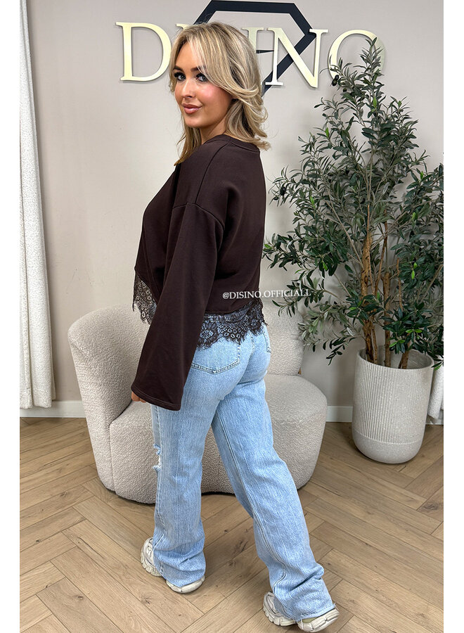 CHOCO - 'ELODIE SWEATER' - LACE DETAILS SWEATER TOP