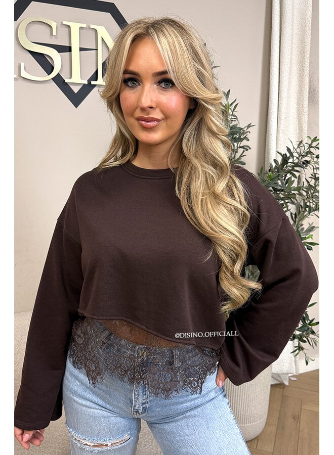 CHOCO - 'ELODIE SWEATER' - LACE DETAILS SWEATER TOP