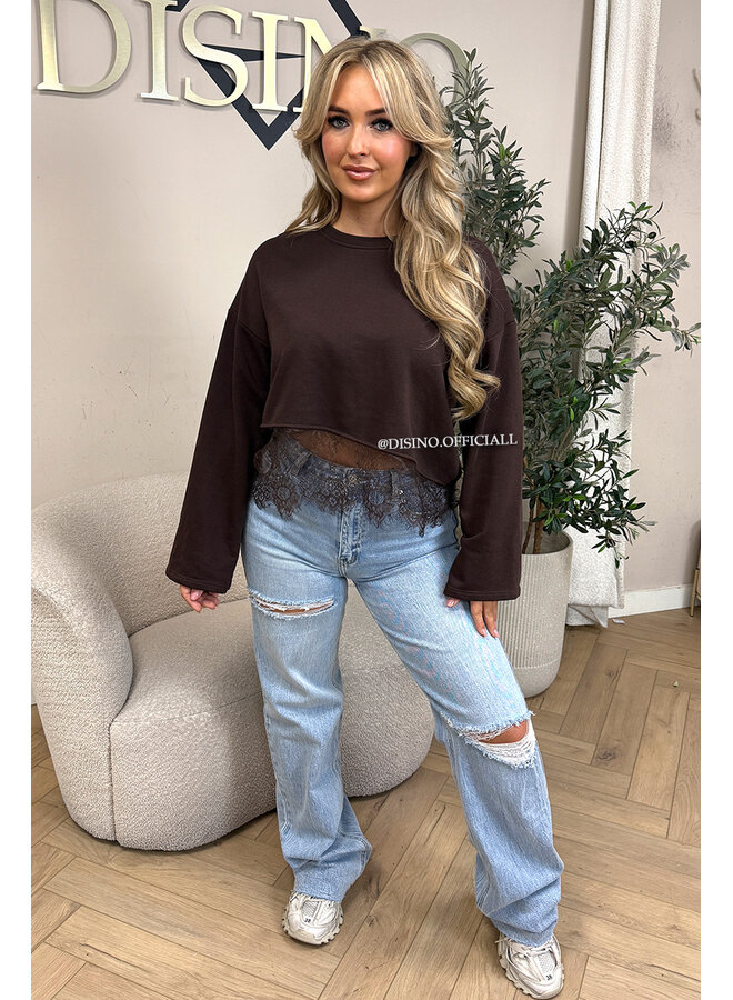 CHOCO - 'ELODIE SWEATER' - LACE DETAILS SWEATER TOP