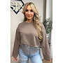 TAUPE - 'ELODIE SWEATER' - LACE DETAILS SWEATER TOP