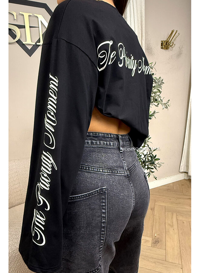 BLACK - 'MOVEMENT LONGSLEEVE' - PRINTED SLEEVES LONGSLEEVE TOP