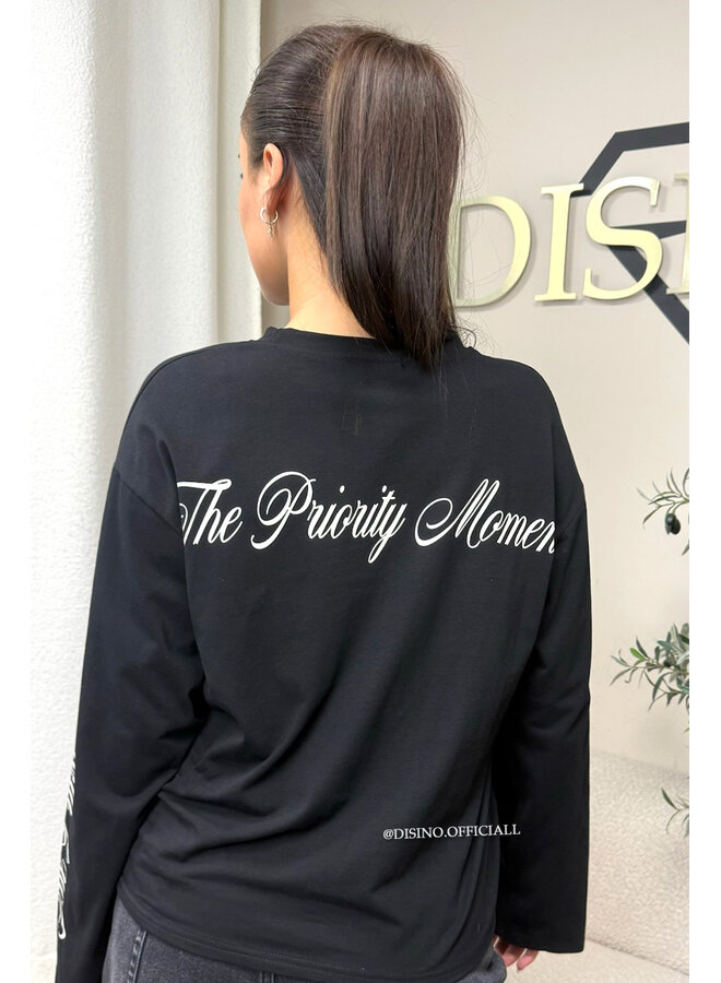 BLACK - 'MOVEMENT LONGSLEEVE' - PRINTED SLEEVES LONGSLEEVE TOP