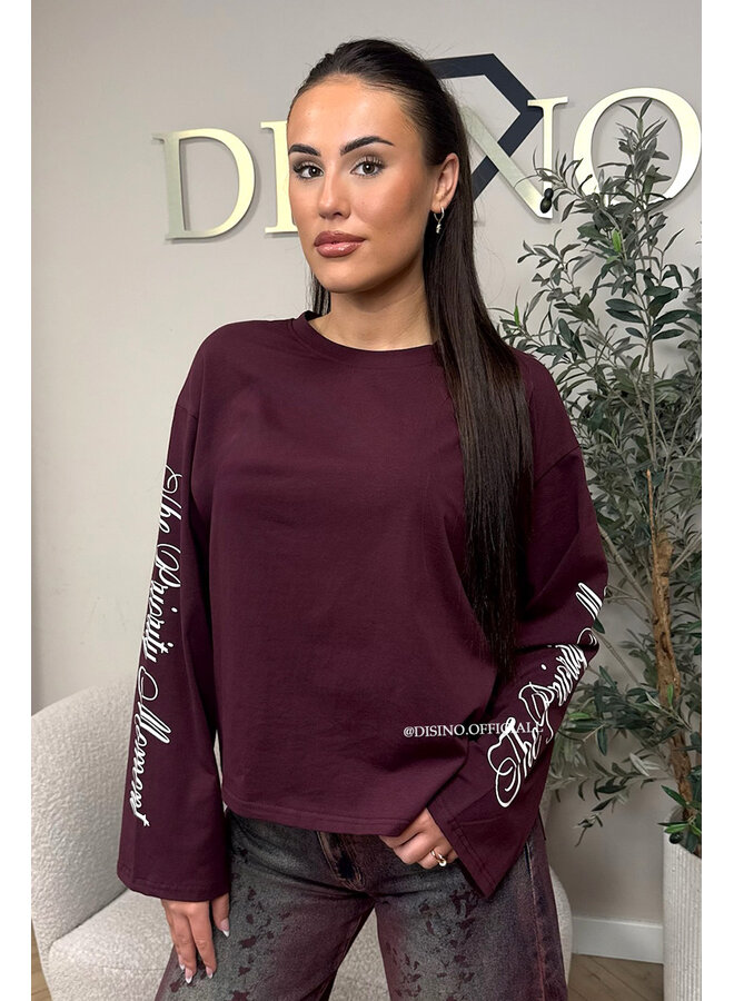 BURGUNDY - 'MOVEMENT LONGSLEEVE' - PRINTED SLEEVES LONGSLEEVE TOP