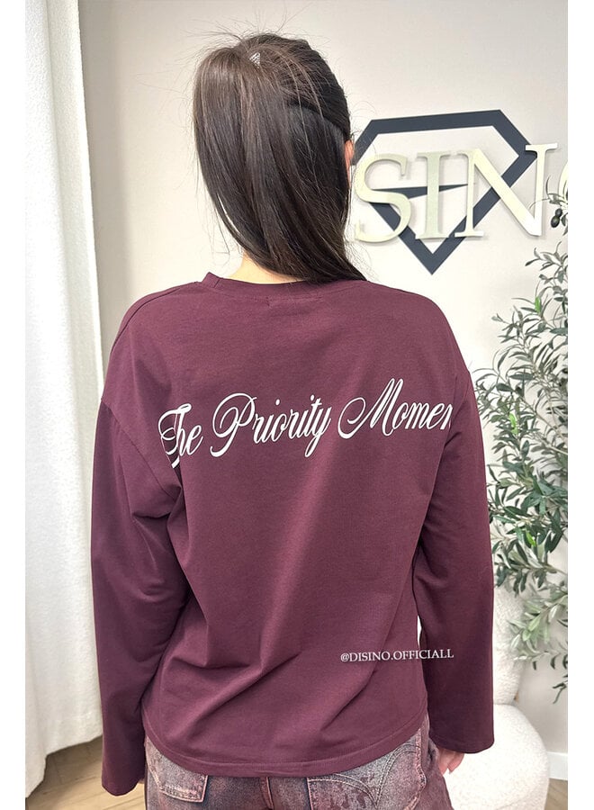 BURGUNDY - 'MOVEMENT LONGSLEEVE' - PRINTED SLEEVES LONGSLEEVE TOP