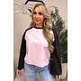 PINK/CHOCO - 'LIDA LONGSLEEVE' - RAGLAN LONGSLEEVE TOP