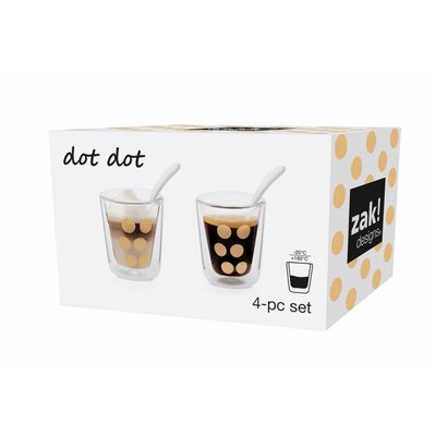 Zak! Designs Set a 2 dubbelwandige espressobekertjes met lepel