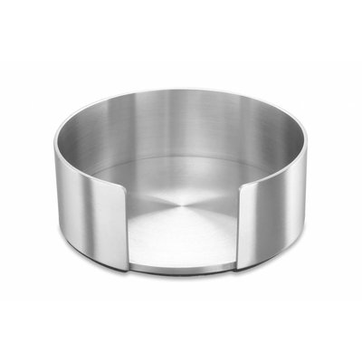 Zack Set van 6 glasonderzetters met inox houder, Vetro