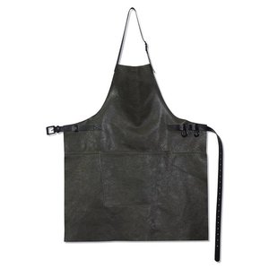 DutchDeluxes Schort leder vintage grijs-zwart bbq style