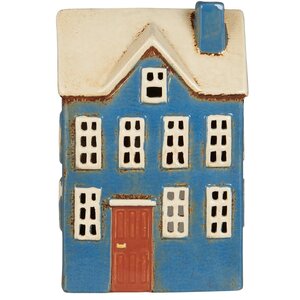 IB Laursen 27655-13 Theelicht huisje Nyhavn met dakkapel en bruine deur