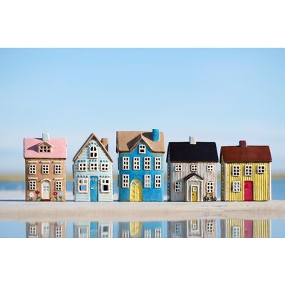 IB Laursen 27690-14 Theelicht huisje Nyhavn met bloemen en licht roze dak