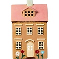 IB Laursen 27690-14 Theelicht huisje Nyhavn met bloemen en licht roze dak