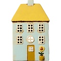 IB Laursen 27691-21 Theelicht huisje Nyhavn met geel dak en zonnebloemen
