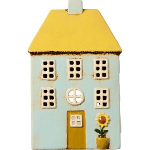 IB Laursen 27691-21 Theelicht huisje Nyhavn met geel dak en zonnebloemen