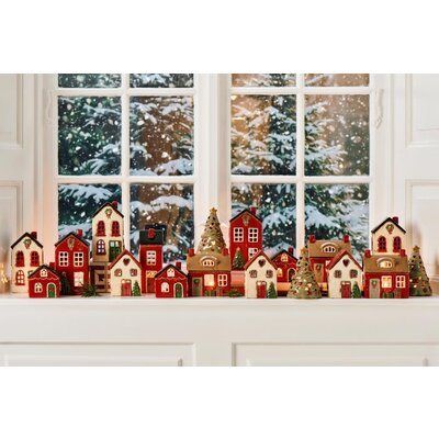 IB Laursen 27697-01 Theelicht huisje Stillenat met groene deur en kerstkrans