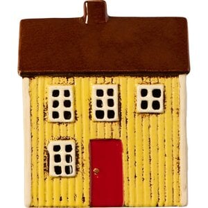 IB Laursen 27680-05 Theelicht huisje Visby geel met rode deur