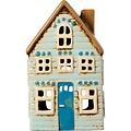 IB Laursen 27681-21 Theelicht huisje Visby met blauwe deur en bruin dak