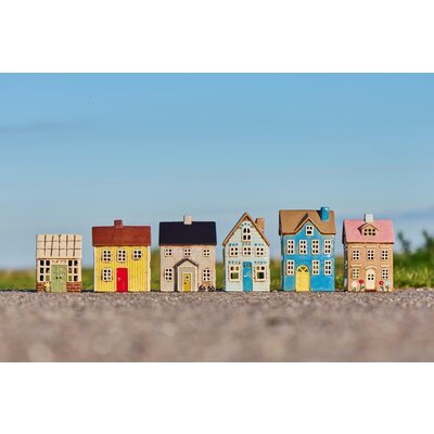 IB Laursen 27681-21 Theelicht huisje Visby met blauwe deur en bruin dak