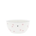 Bastion Collection Kom wit/ roze kleine bloem