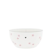 Bastion Collection Kom wit/ roze kleine bloem