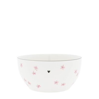 Bastion Collection Kom wit/ roze kleine bloem