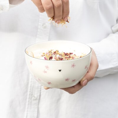 Bastion Collection Kom wit/ roze kleine bloem