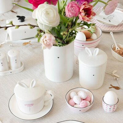 Bastion Collection Eierdop Wit / Roze Hartjes