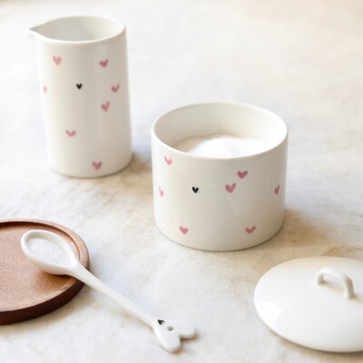 Bastion Collection Melkkan Wit / Roze Hartjes