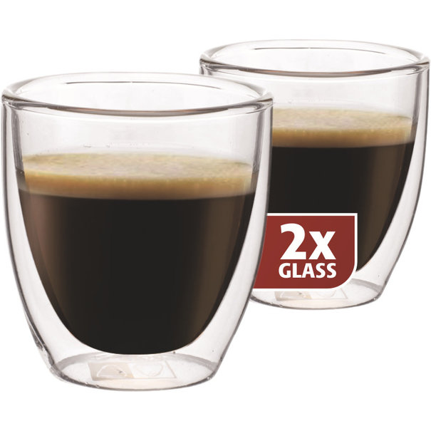 Maxxo Dubbelwandig Glas Espresso 80 ml - set 2 stuks