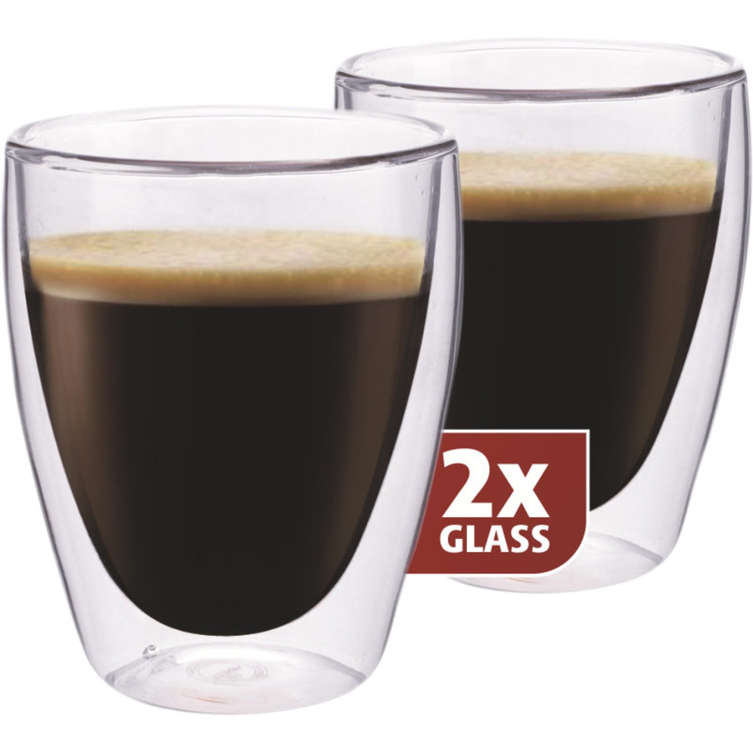 Onregelmatigheden kiem lezing Maxxo Dubbelwandig Glas Koffie 235 ml - set 2 stuks - Kookwinkel Van Erp