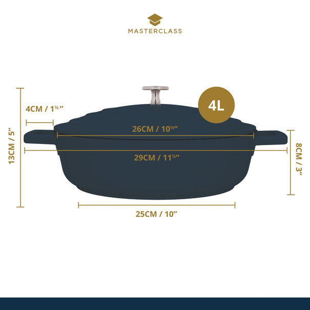 Masterclass Lage Braadpan Zwart Gietaluminium 28 cm