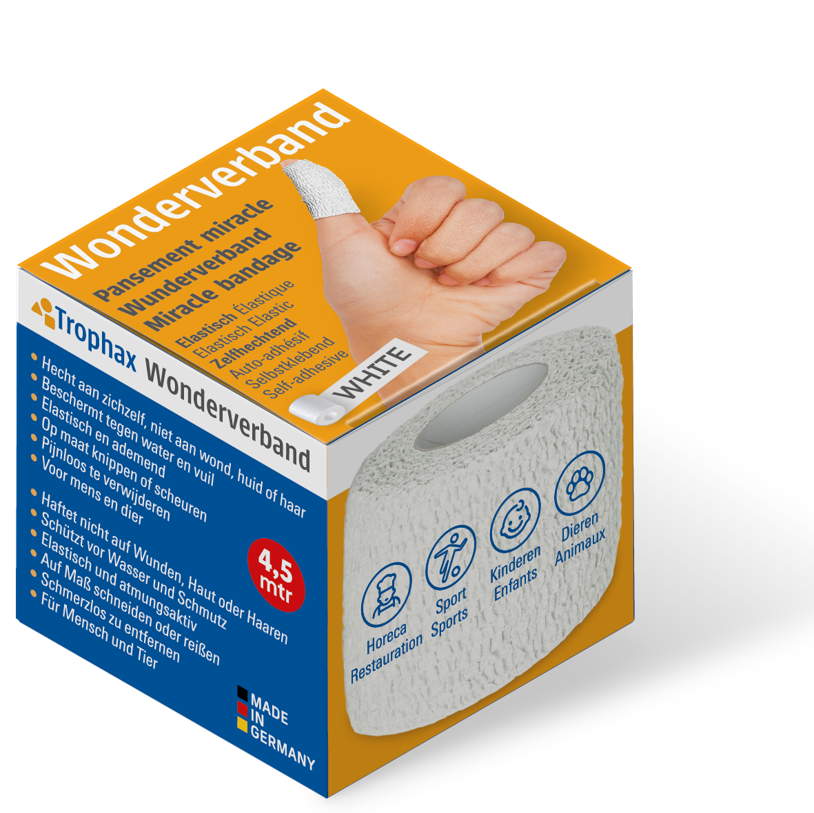ABC Wonderverband WIT voor Volwassenen - 4,5 mtr x 5 cm