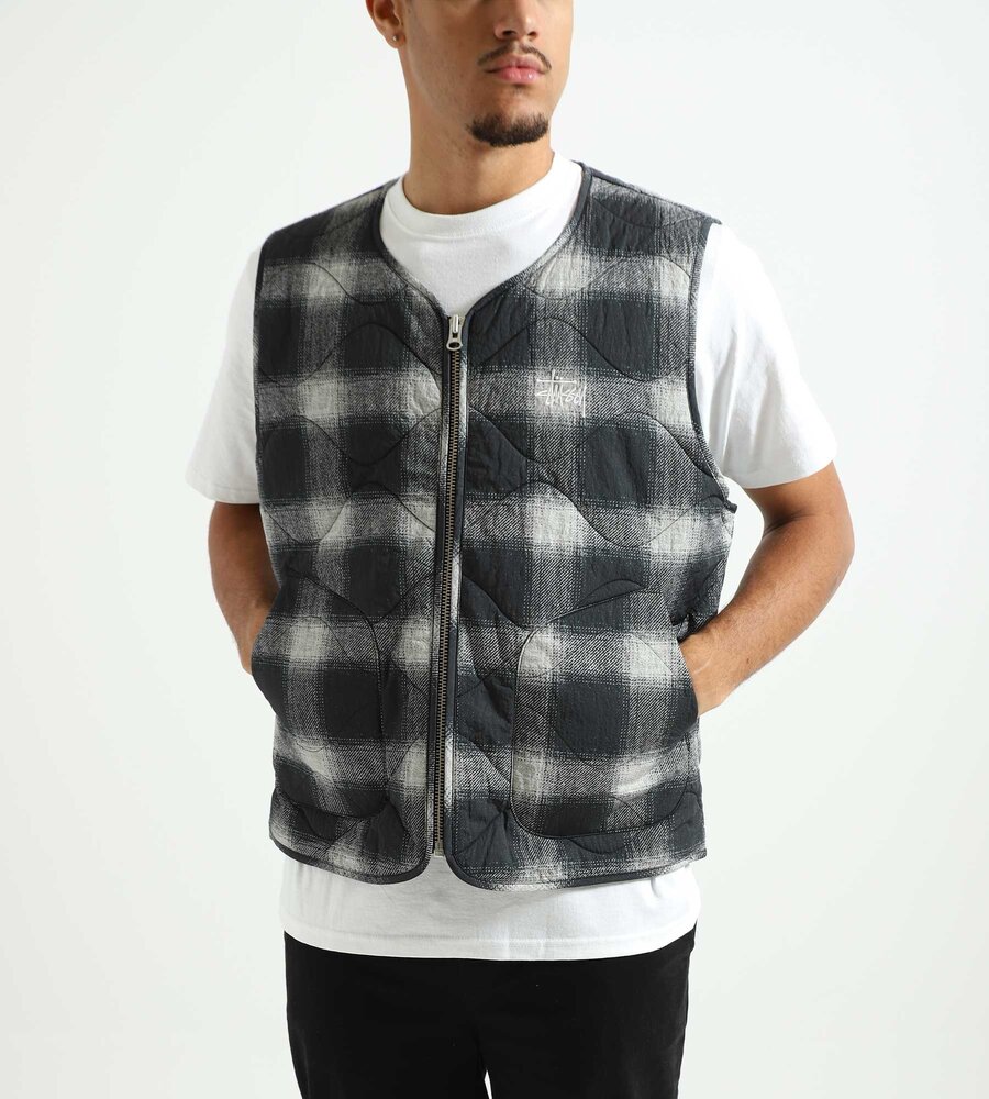 Stussy Plaid Nylon Liner Vest Black - Baskèts Stores Amsterdam