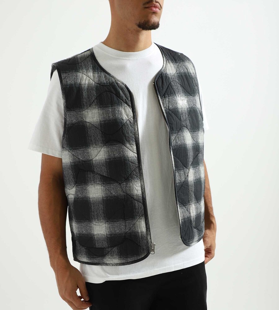 Stussy Plaid Nylon Liner Vest Black - Baskèts Stores Amsterdam