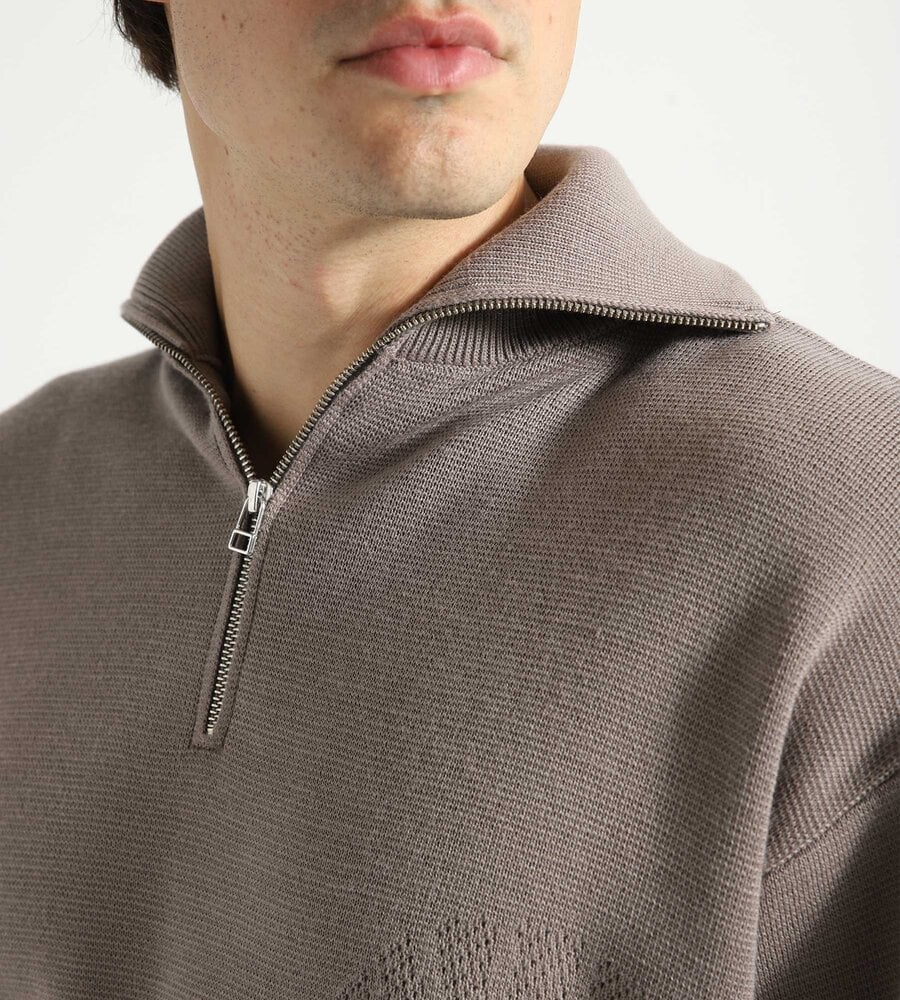 New Amsterdam Surf Association Sailor Half-Zip Knit Grey - Baskèts