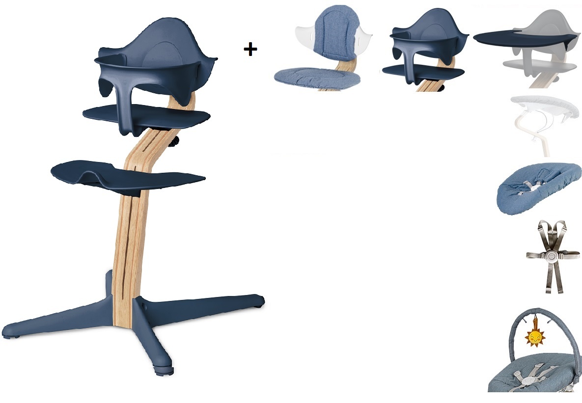 NOMI highchair: de meest complete meegroeistoel met Basis met stoel, Zitkussen, Beugel, Tray, Wipper NOMI highchair: de meest complete meegroeistoel met Basis met stoel, Zitkussen, Beugel, Tray, Wipper