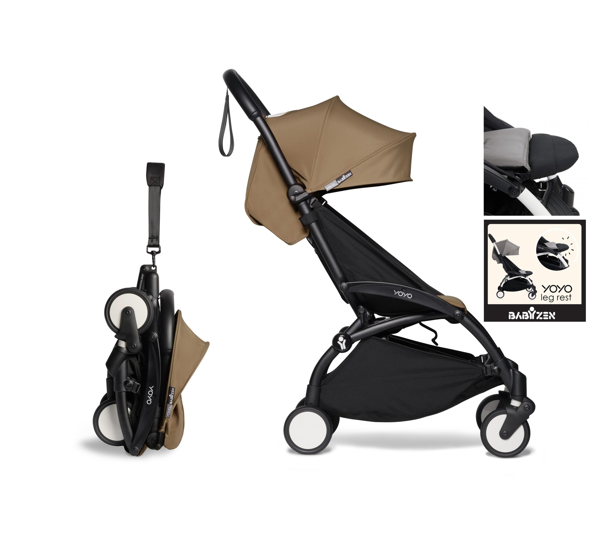 Babyzen Babyzen YOYO² buggy vanaf 6 maanden inclusief beensteun - toffee met frame zwart Babyzen Babyzen YOYO² buggy vanaf 6 maanden inclusief beensteun - toffee met frame zwart