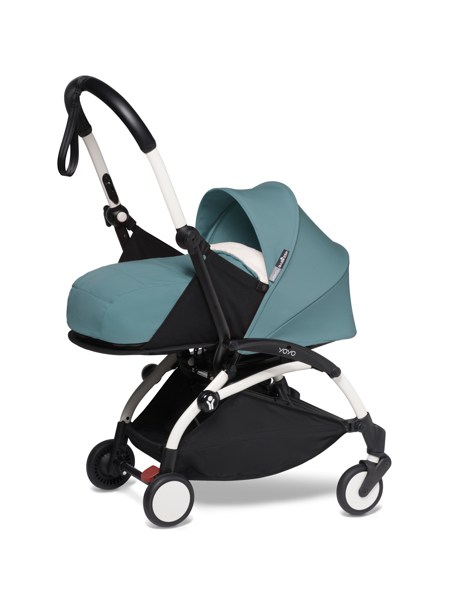 Babyzen Babyzen YOYO² buggy COMPLEET vanaf de geboorte inclusief YOYO² BeSafe autostoel zwart  en YOYO Bag -  aqua met frame wit