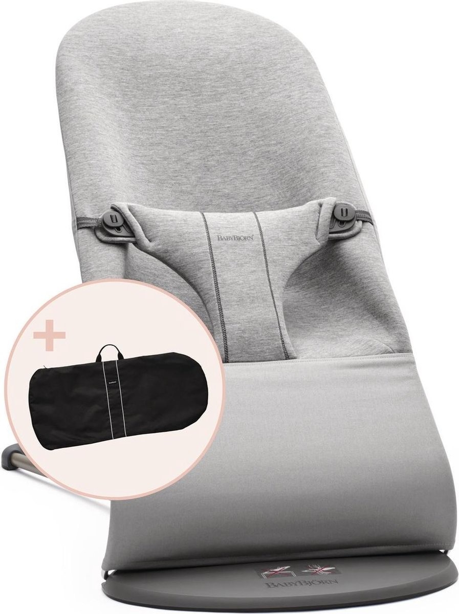 BABYBJÖRN Wipstoeltje Bliss Lichtgrijs 3D Jersey met Transporttas Zwart BABYBJÖRN Wipstoeltje Bliss Lichtgrijs 3D Jersey met Transporttas Zwart